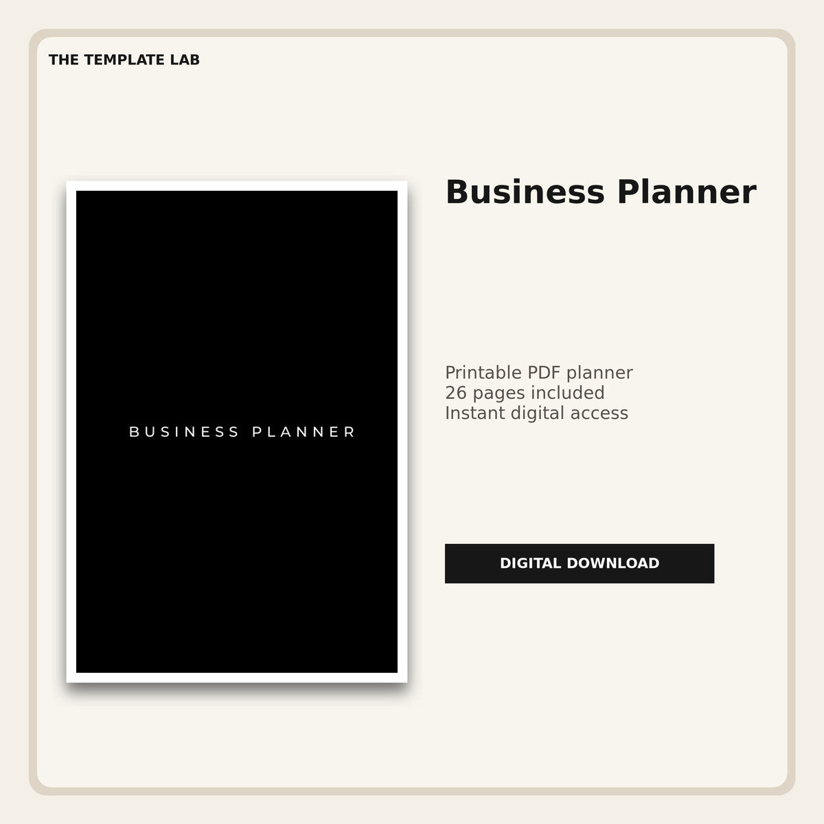 Business Planner printable PDF cover