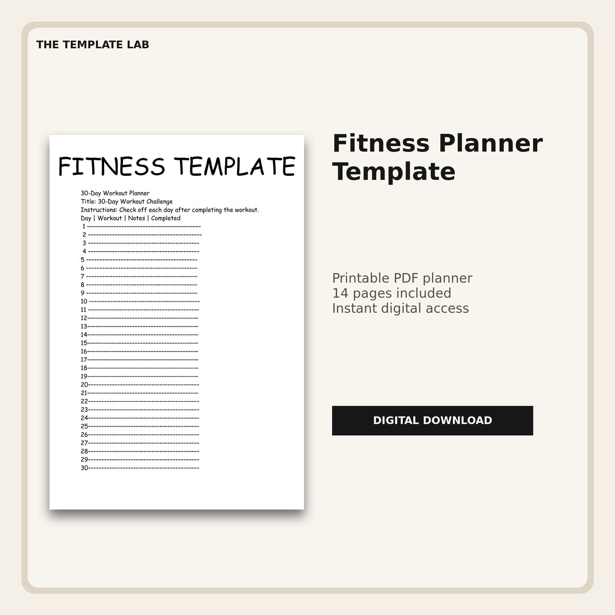 Fitness Planner Template printable PDF cover