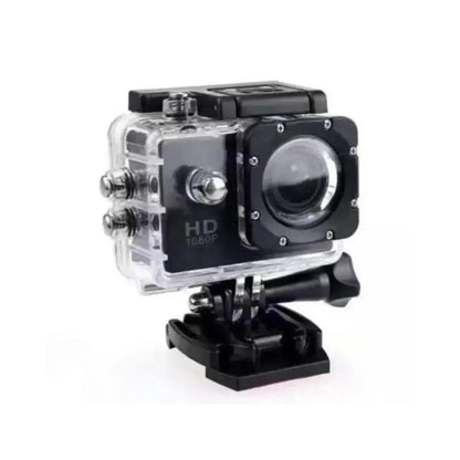 1080p mini action camera in clear waterproof housing with mount