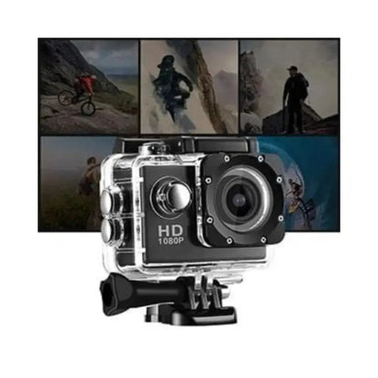 Mini action camera with outdoor activity examples