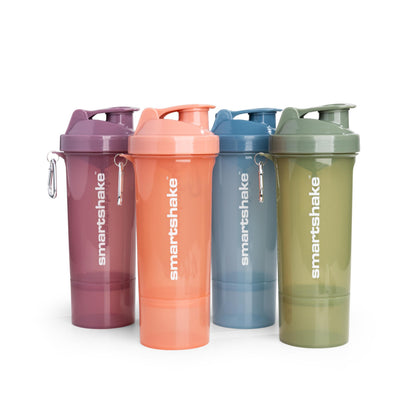 Smartshake Slim Shaker Bottles – 4-Pack, 13.5 oz with Storage