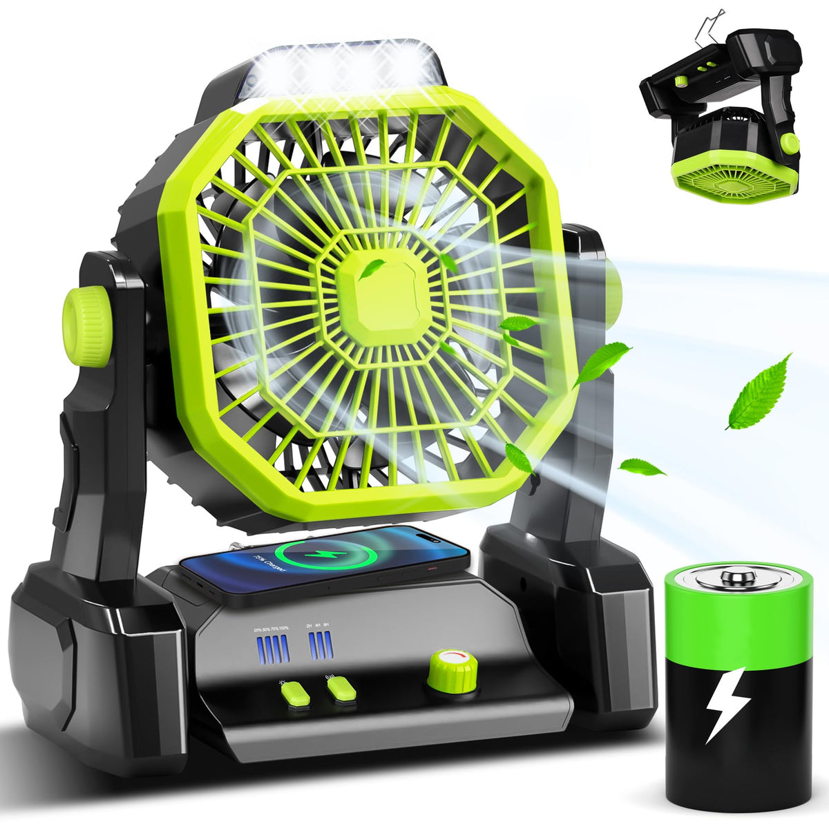 Rechargeable Camping Fan with LED Lantern