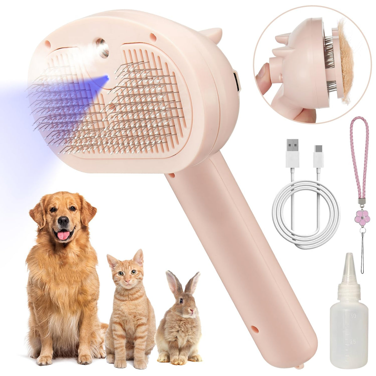 Self-Cleaning Pet Spray Brush – Pink - photo 2