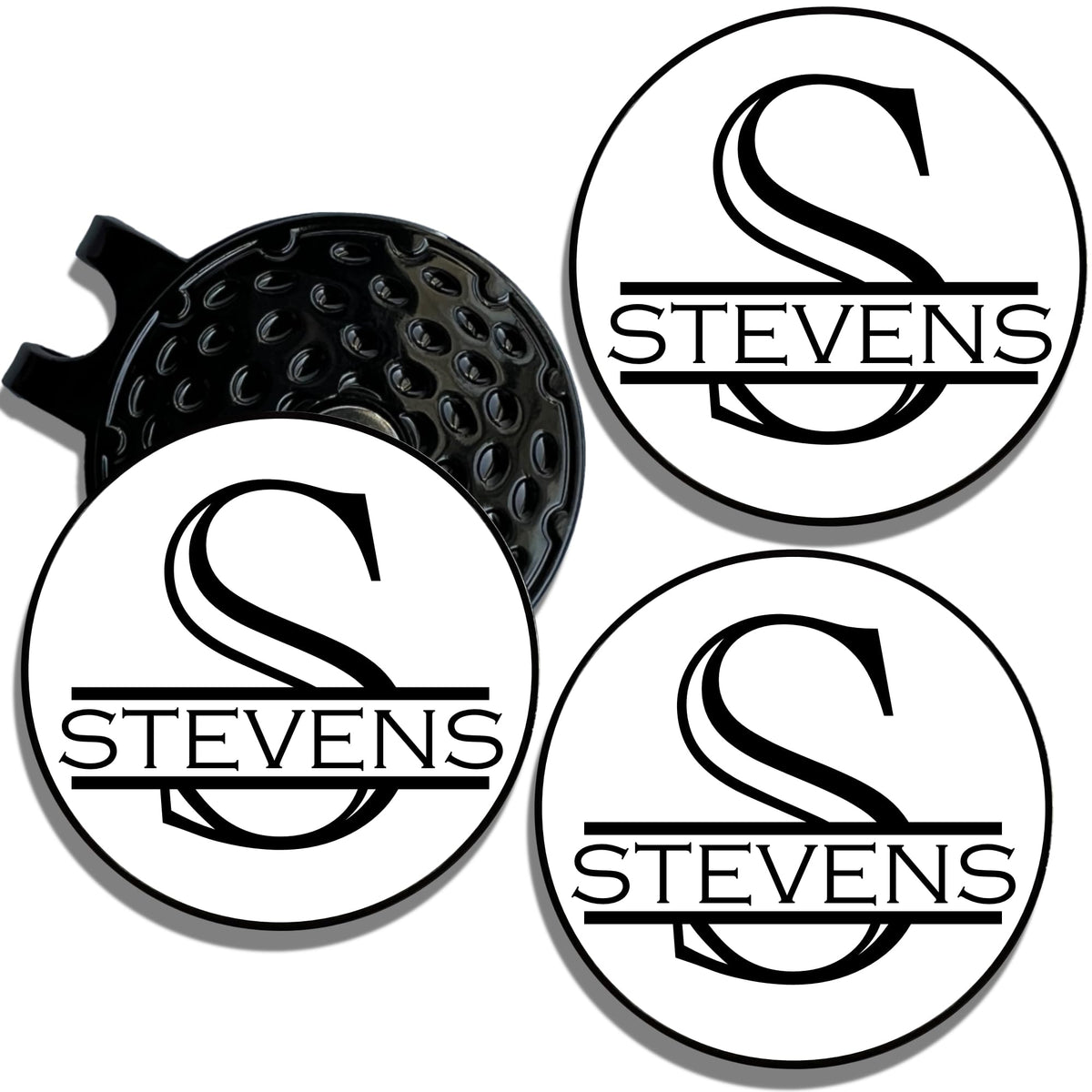 Personalized Golf Ball Marker Hat Clip | 3 Pack | Golf Marker Magnetic Hat Clips | Monogrammed Golf Gifts | Golf Accessories for Men & Womens Golf Markers