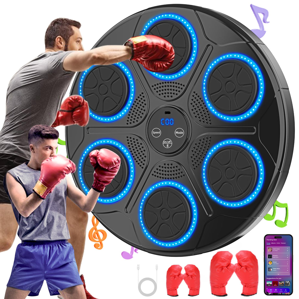 Wall-Mounted Bluetooth Music Boxing Trainer with Gloves - photo 2