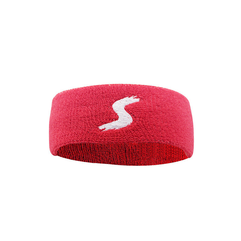Red cotton fitness headband with white emblem