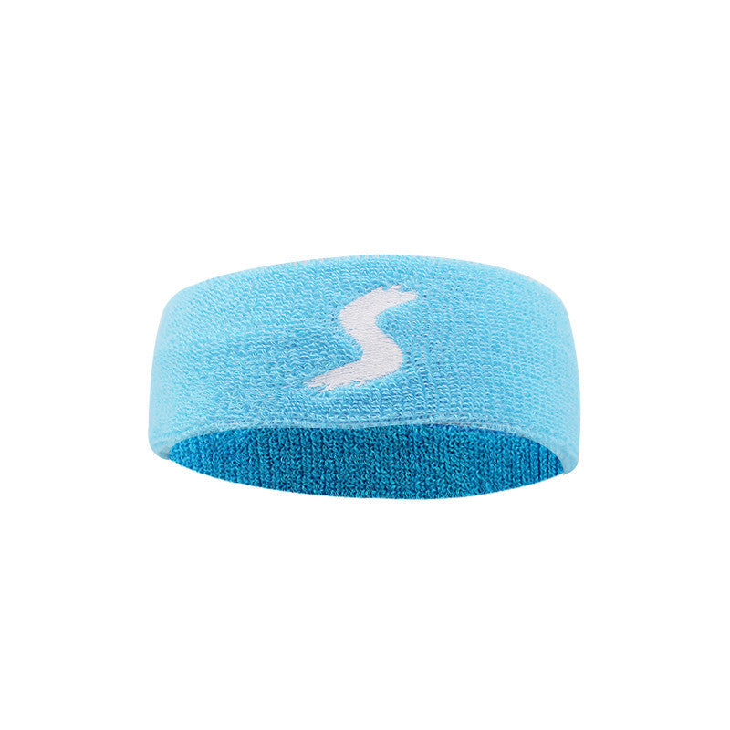 Turquoise cotton fitness headband with white emblem