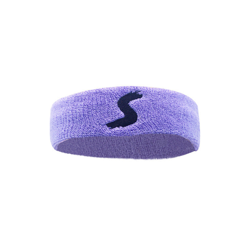 Violet cotton fitness headband with dark emblem