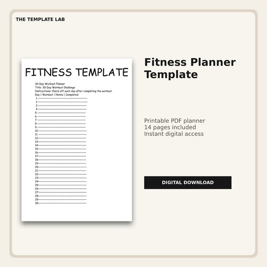 Fitness Planner Template printable PDF cover