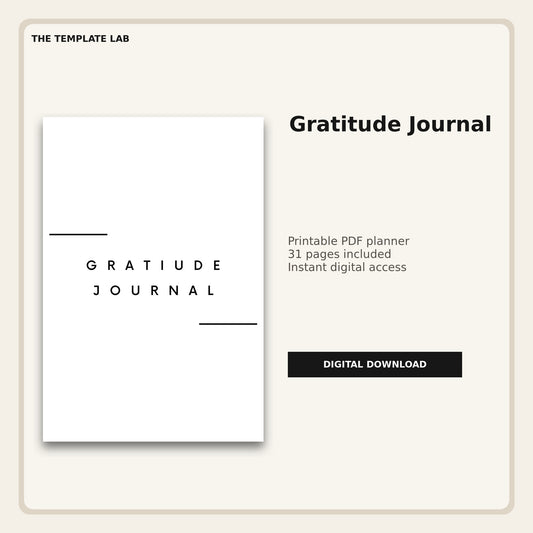 Gratitude Journal printable PDF planner cover
