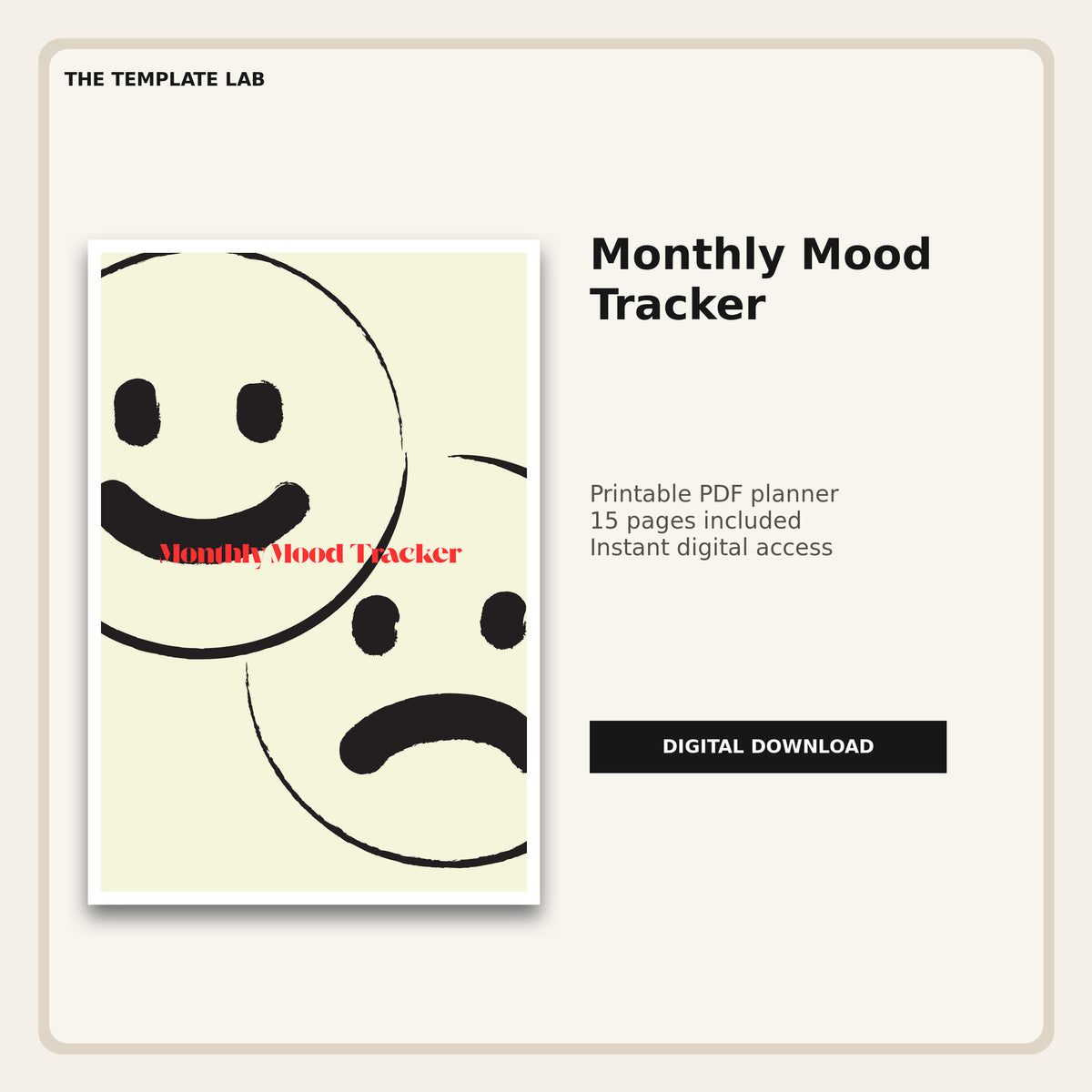 Monthly Mood Tracker printable PDF cover
