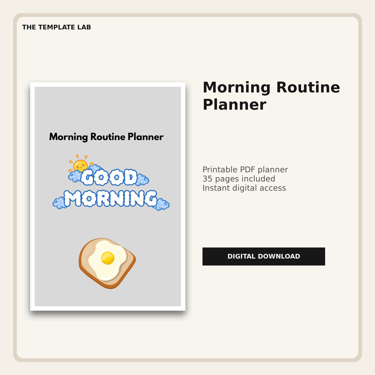 Morning Routine Planner printable PDF cover