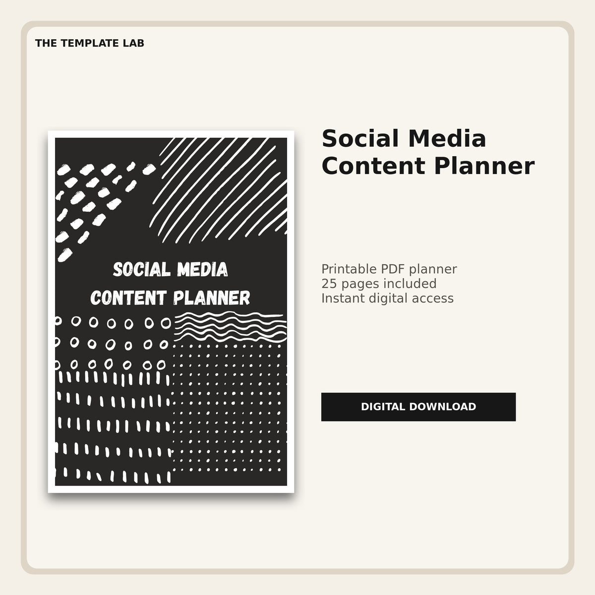 Social Media Content Planner printable PDF cover