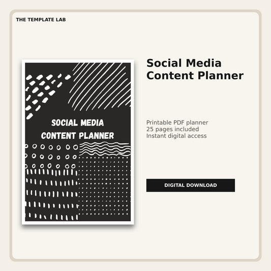 Social Media Content Planner printable PDF cover