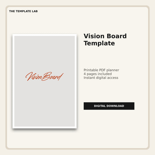Vision Board Template printable PDF cover