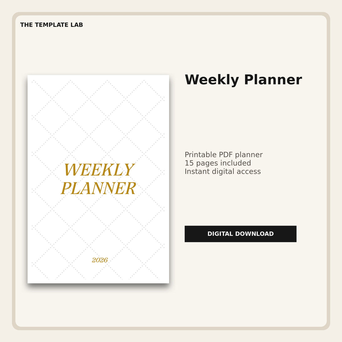 Weekly Planner 2026 printable PDF cover