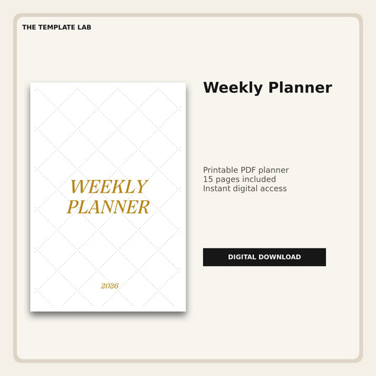 Weekly Planner 2026 printable PDF cover