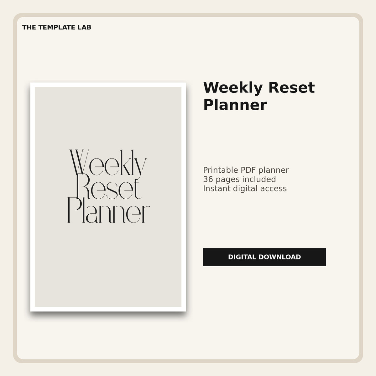Weekly Reset Planner printable PDF cover