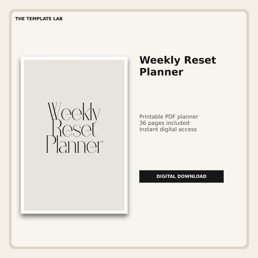 Weekly Reset Planner printable PDF cover